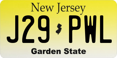 NJ license plate J29PWL