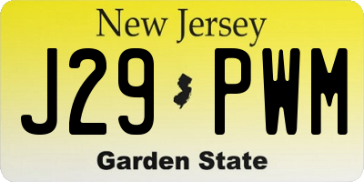 NJ license plate J29PWM