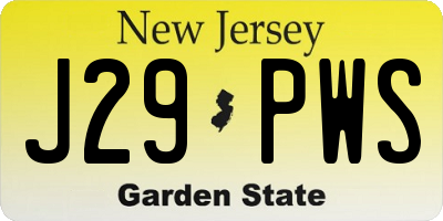 NJ license plate J29PWS