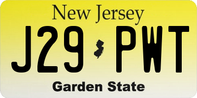 NJ license plate J29PWT
