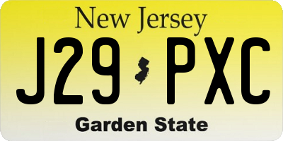 NJ license plate J29PXC