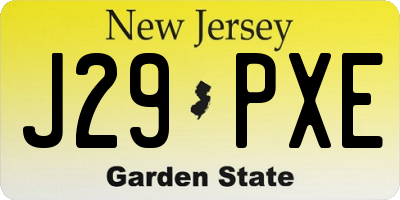 NJ license plate J29PXE
