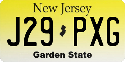 NJ license plate J29PXG