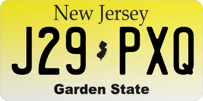 NJ license plate J29PXQ