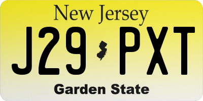 NJ license plate J29PXT