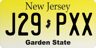 NJ license plate J29PXX