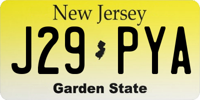 NJ license plate J29PYA