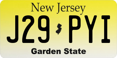 NJ license plate J29PYI