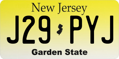 NJ license plate J29PYJ