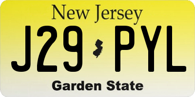 NJ license plate J29PYL
