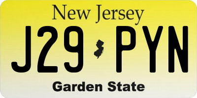 NJ license plate J29PYN