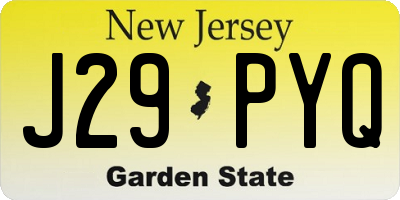 NJ license plate J29PYQ