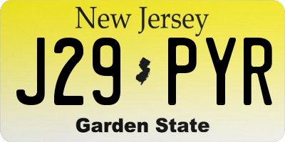 NJ license plate J29PYR