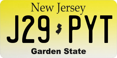 NJ license plate J29PYT