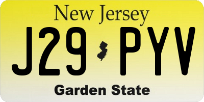 NJ license plate J29PYV