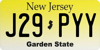 NJ license plate J29PYY
