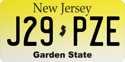 NJ license plate J29PZE