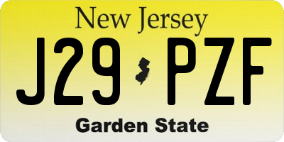 NJ license plate J29PZF