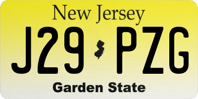 NJ license plate J29PZG
