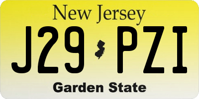 NJ license plate J29PZI