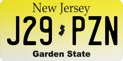 NJ license plate J29PZN