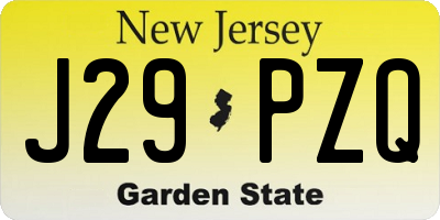 NJ license plate J29PZQ