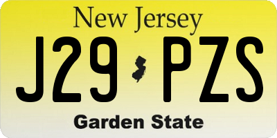 NJ license plate J29PZS