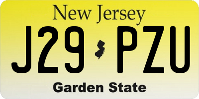 NJ license plate J29PZU