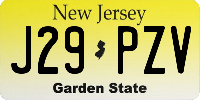 NJ license plate J29PZV
