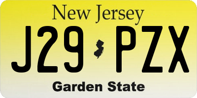NJ license plate J29PZX