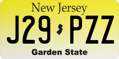 NJ license plate J29PZZ