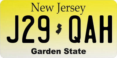 NJ license plate J29QAH