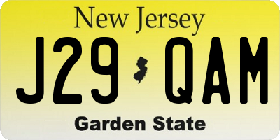 NJ license plate J29QAM