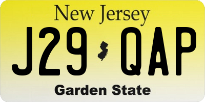 NJ license plate J29QAP