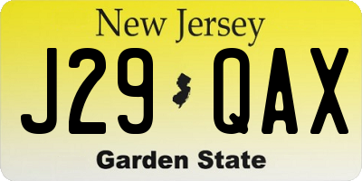 NJ license plate J29QAX