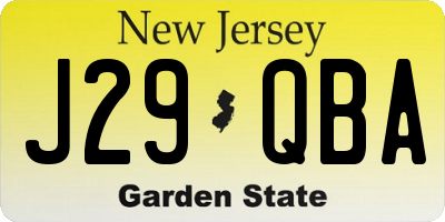 NJ license plate J29QBA