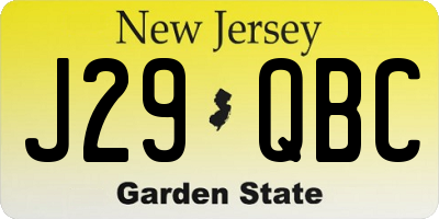 NJ license plate J29QBC