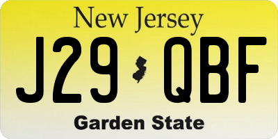 NJ license plate J29QBF