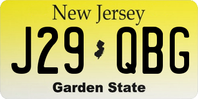 NJ license plate J29QBG