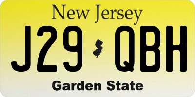 NJ license plate J29QBH