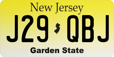 NJ license plate J29QBJ
