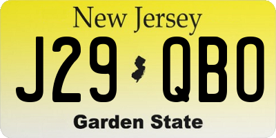 NJ license plate J29QBO