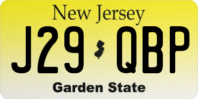 NJ license plate J29QBP