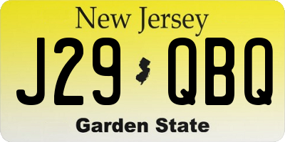 NJ license plate J29QBQ