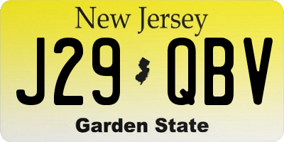 NJ license plate J29QBV
