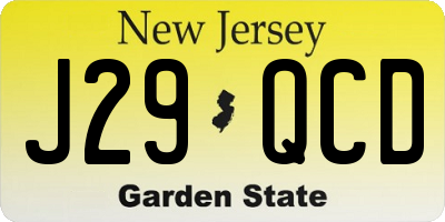 NJ license plate J29QCD