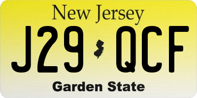 NJ license plate J29QCF