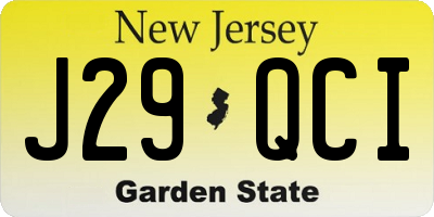 NJ license plate J29QCI