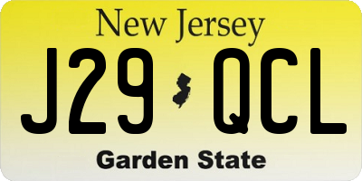 NJ license plate J29QCL