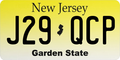NJ license plate J29QCP
